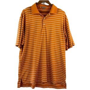 Peter Millar Summer Comfort Polo Shirt Mens XL Orange Stripe SS Longhorns Golf